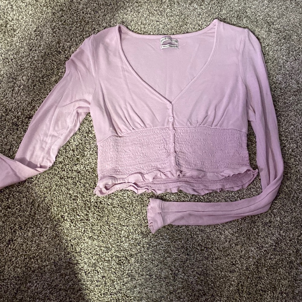 Urban Outfitters purple v neck cropped long sleeve